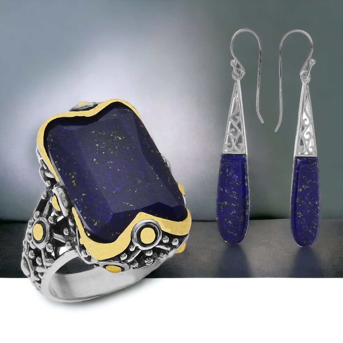 Lapis Elegance: Earrings & Ring Set (1 of 1)