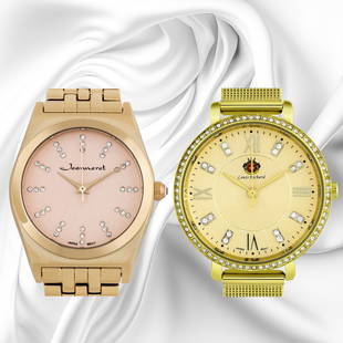 Modern Elegance: Louis Richard & Jeanneret Watches: Louis Richard Modern Ladies Watch: Stainless steel case, multi-layered textured dial, Swarovski elements crystal bezel. Luminescent hands, adjustable mesh band, Japan quartz movement, water-resistant