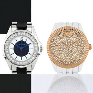 Picard & Cie, Charles Latour: Opulent Brilliance: Picard & Cie: 39mm case with mirror finish IP, metal links bracelet. Roman indices on textured dial, Swarovski crystal elements embedded bezel. Coin edge bezel. Stainless steel case back and clasp.