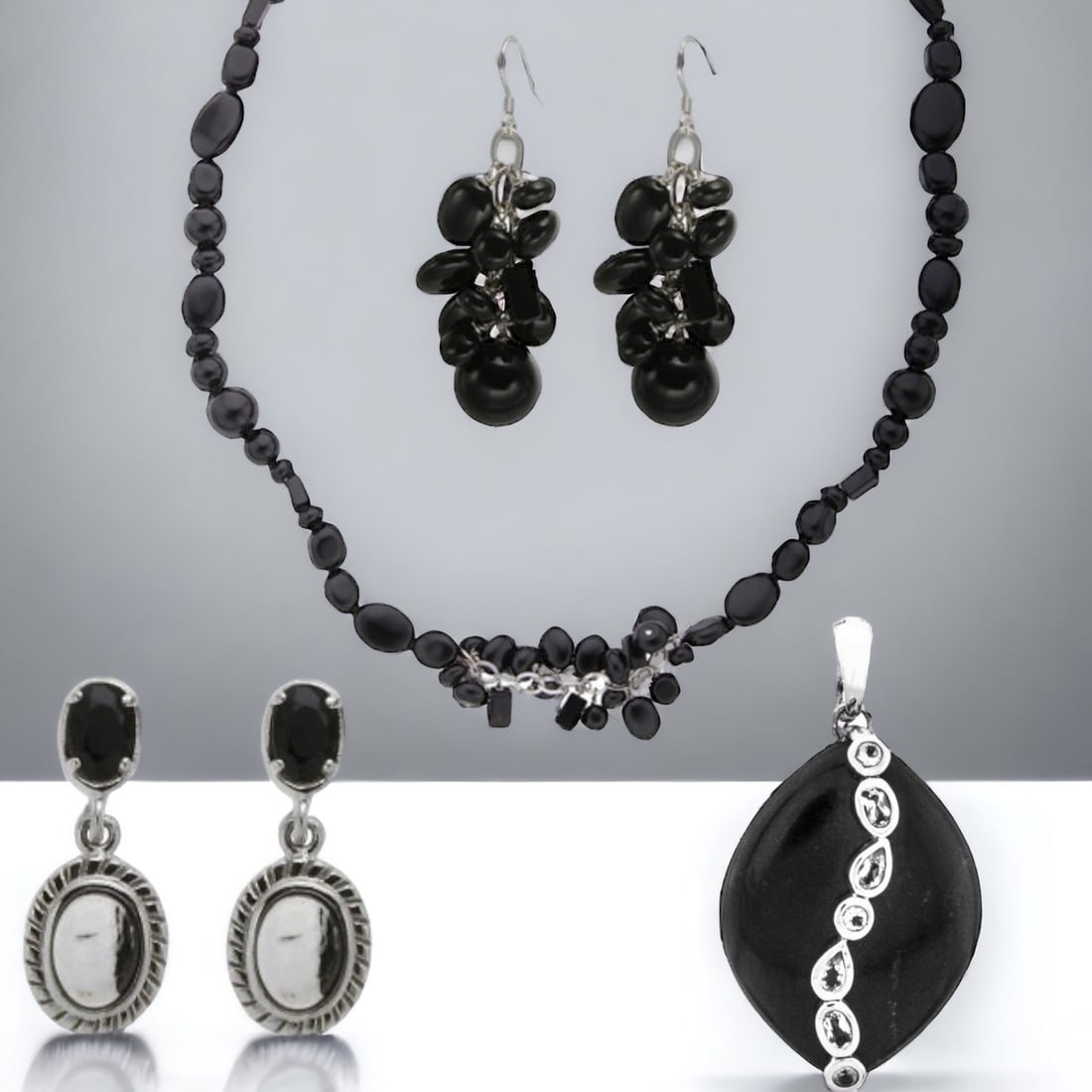 Amazing Black Agate Jewelry Set (1 of 1)