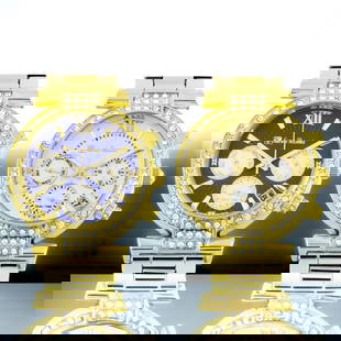Lucien Pezzoni Swarovski Multifunction Set: Lucien Pezzoni Swarovski Crystal Bezel: Affordable luxury with 36mm case. Swarovski elements crystals elevate the link bracelet watch. Multifunction, Roman numeral face, quartz movement. Water-resista