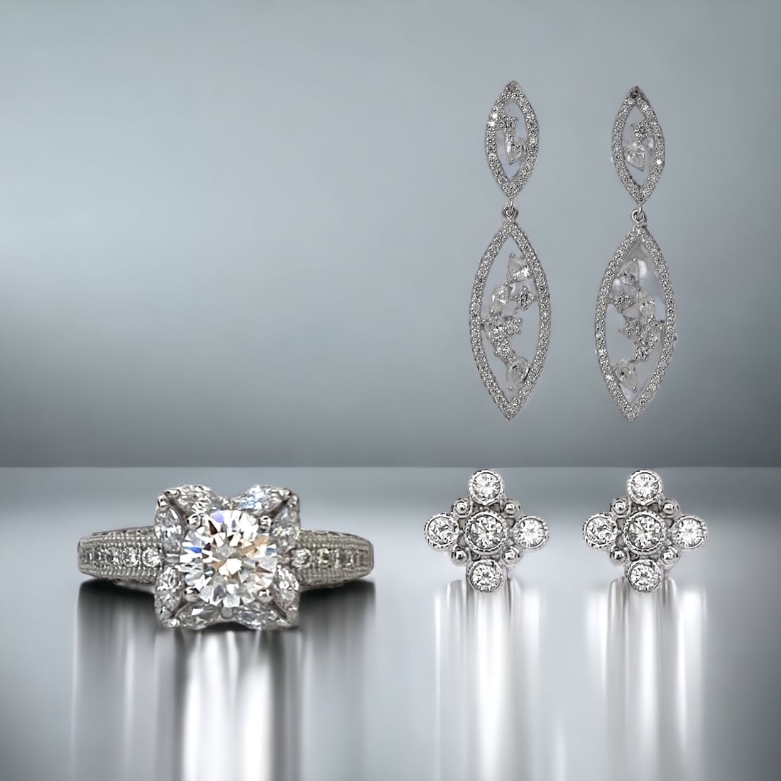 Sterling silver Earrings & Ring Set of 3 (1 of 1)