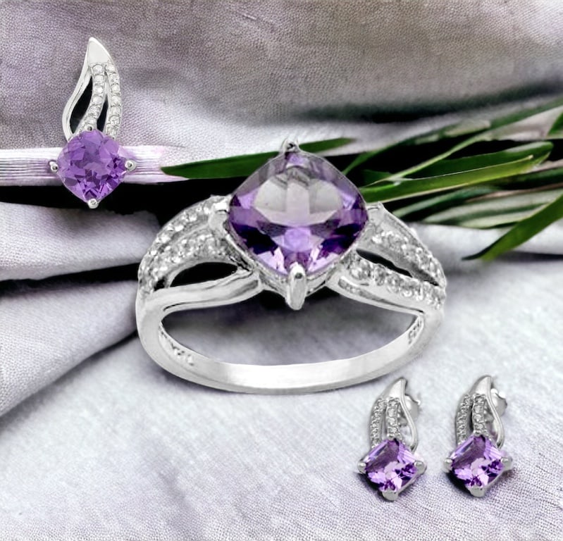 Whimsical Amethyst & White Topaz Jewelry Set (1 of 1)