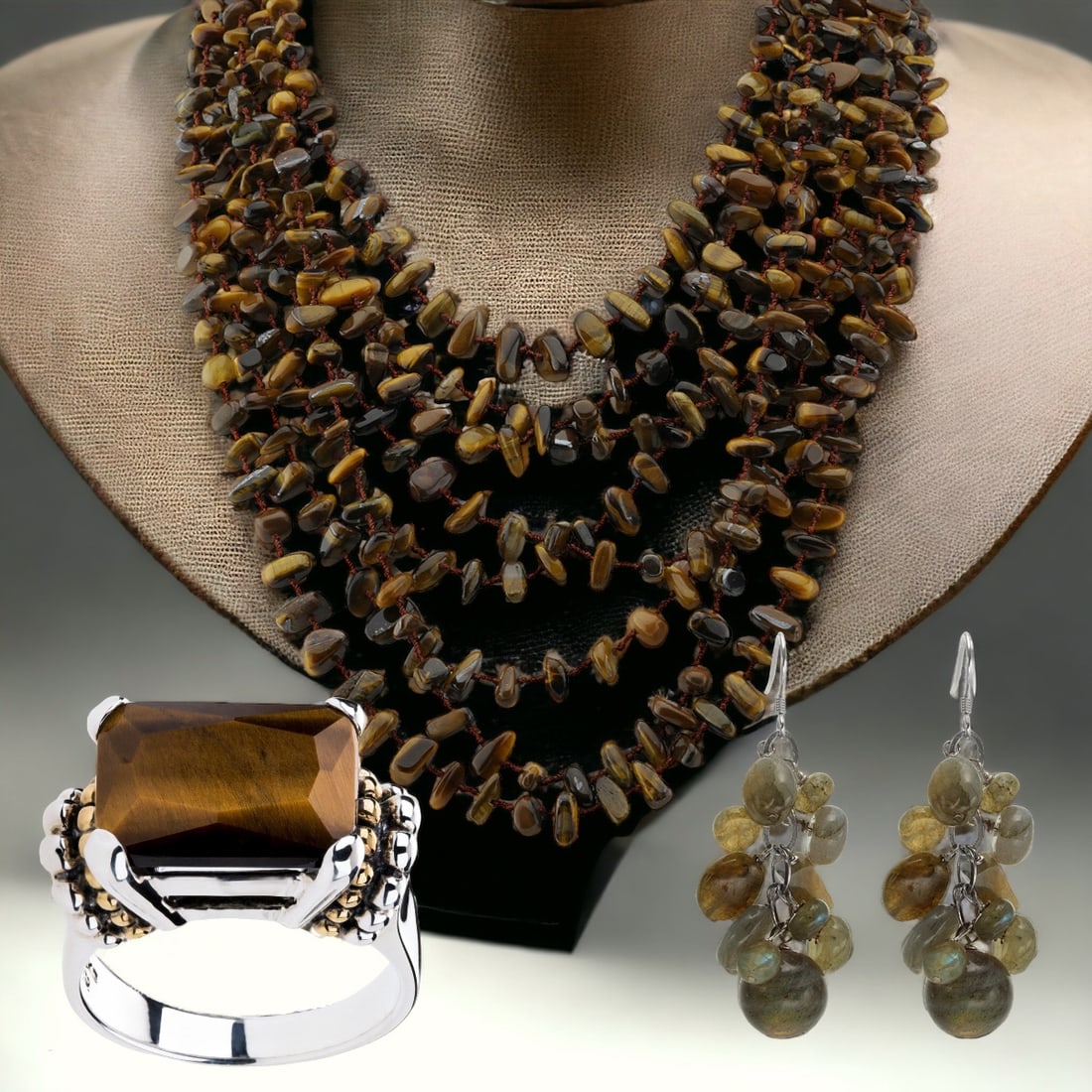 Elegant Tiger Eye Jewelry Ensemble (1 of 1)