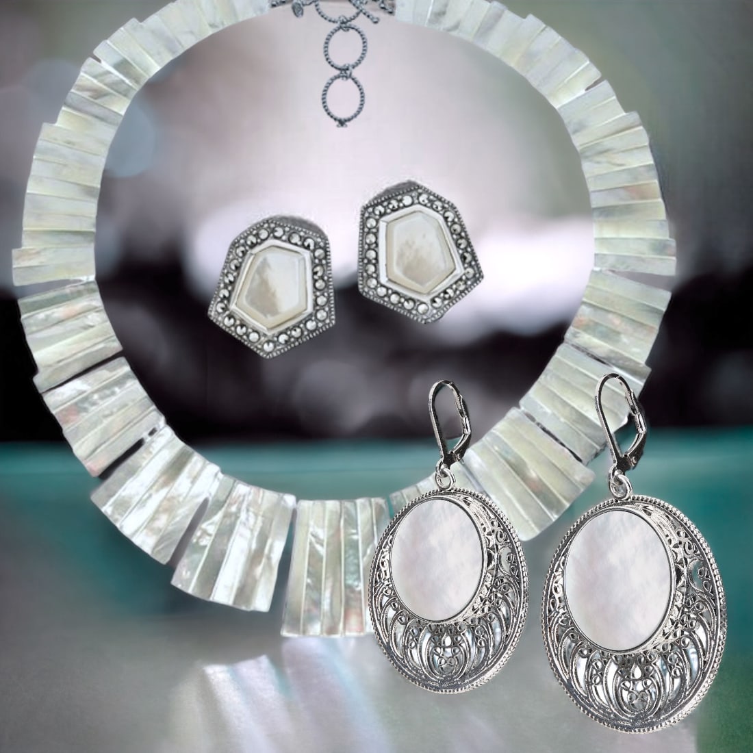 Pearlescent Splendor Sterling Silver Jewelry Set (1 of 1)