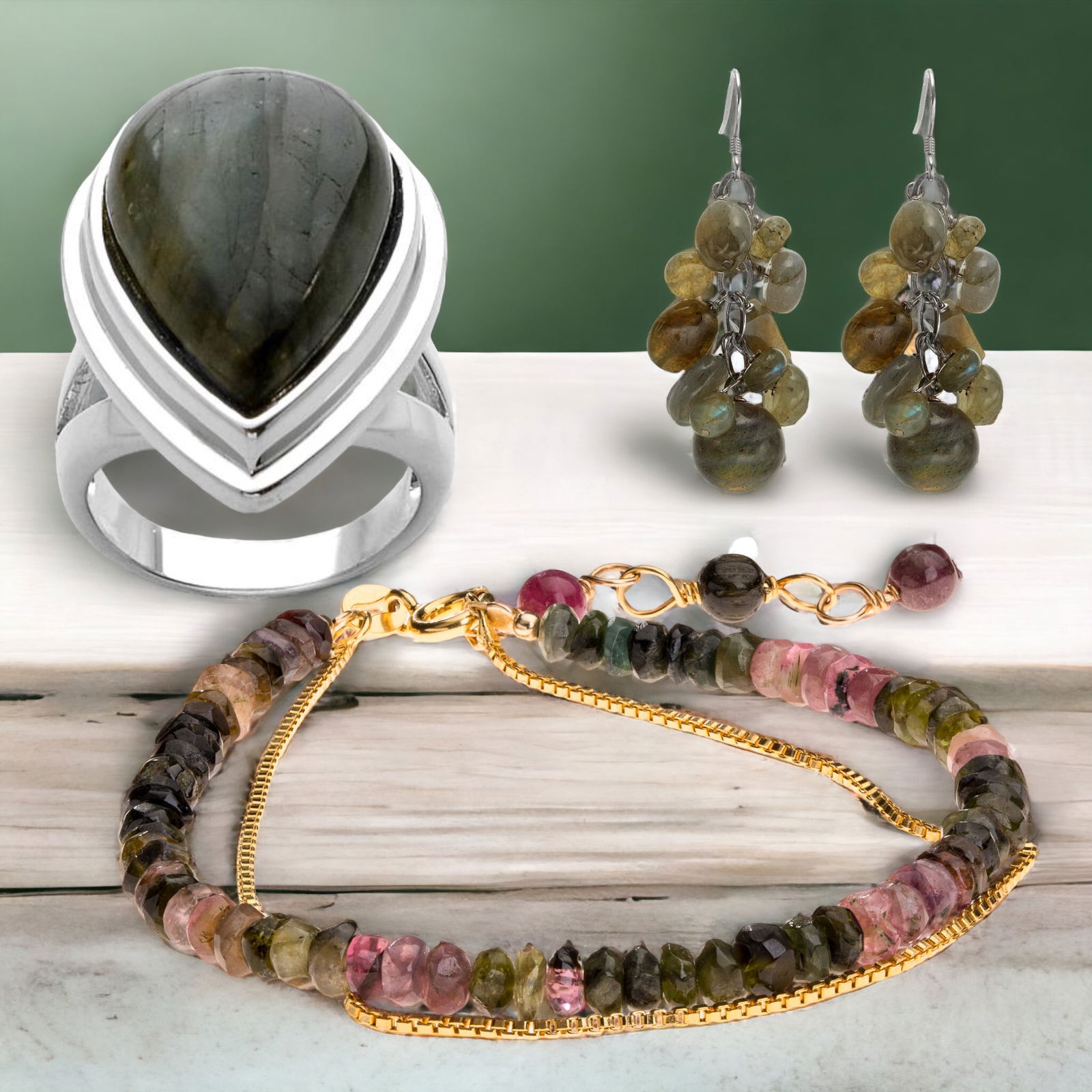 Sterling Silver Labradorite 3 Piece Jewelry Set (1 of 1)