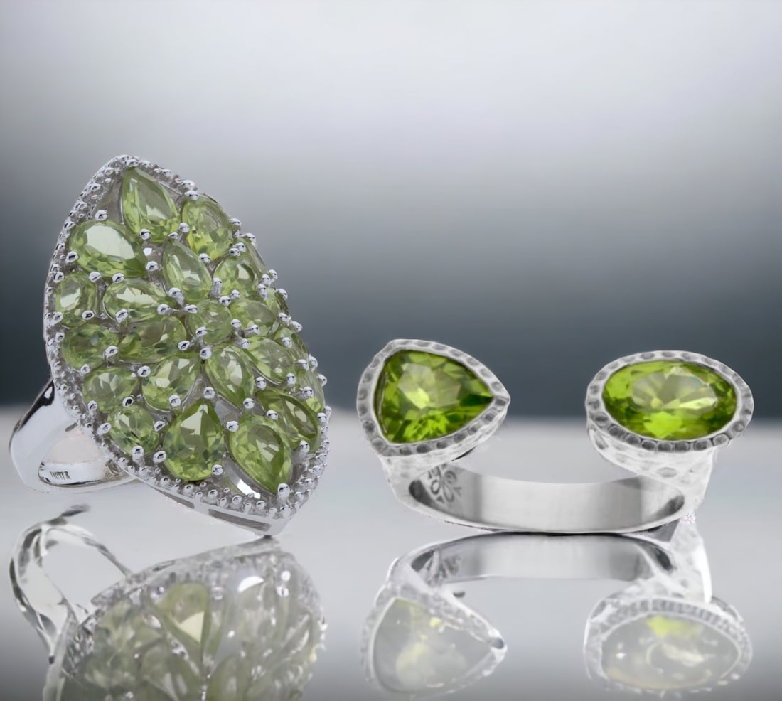 Vibrant Peridot Sterling Silver Rings Set (1 of 1)