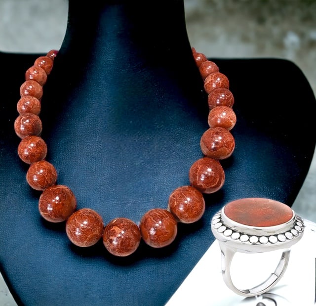 Vibrant Coral Jewelry Ensemble (1 of 1)