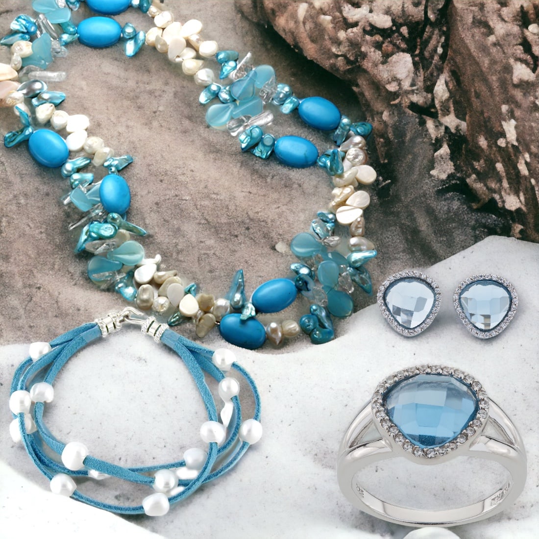 Elegant Pearl and Gemstone Jewelry Ensemble (1 of 1)