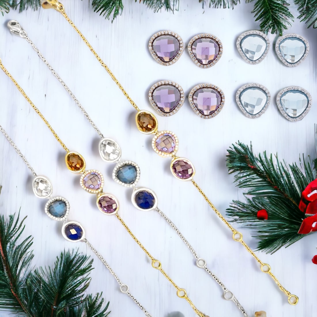 8 Piece Sterling Silver Bracelets & Earrings (1 of 1)