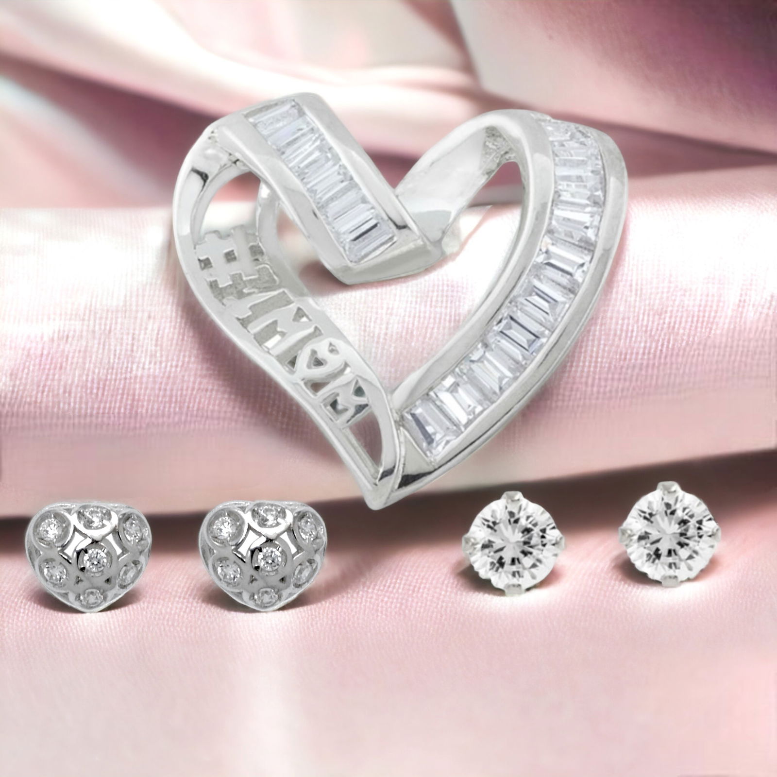 Sparkling Sterling Silver CZ Love Set (1 of 1)