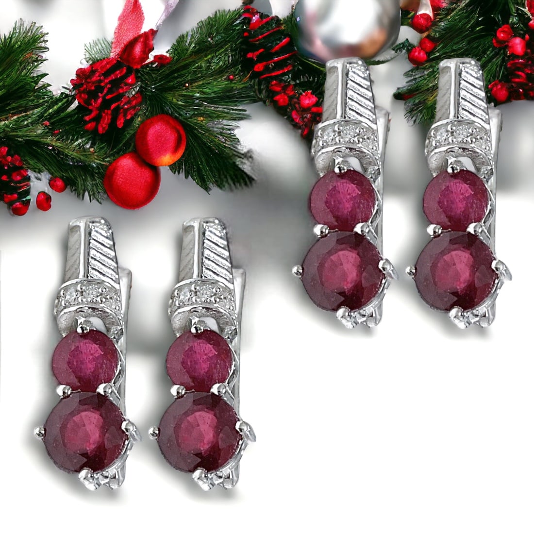 Radiant Ruby Glass Earring Pair (1 of 1)