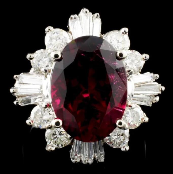 14K Gold 5.46ct Tourmaline & 1.72ctw Diamond Ring (1 of 3)