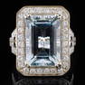 14K White Gold 7.64ct Aquamarine & 1.25ctw Diamond Ring