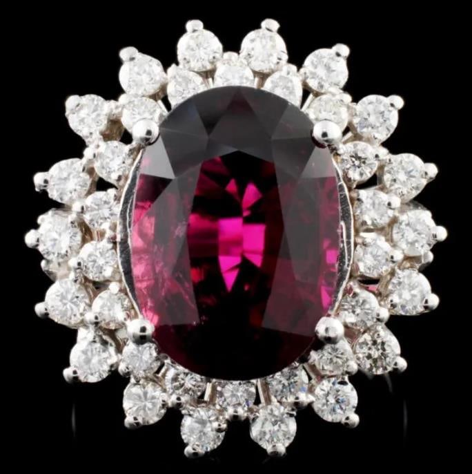 14K Gold 6.40ct Tourmaline & 1.30ctw Diamond Ring (1 of 3)