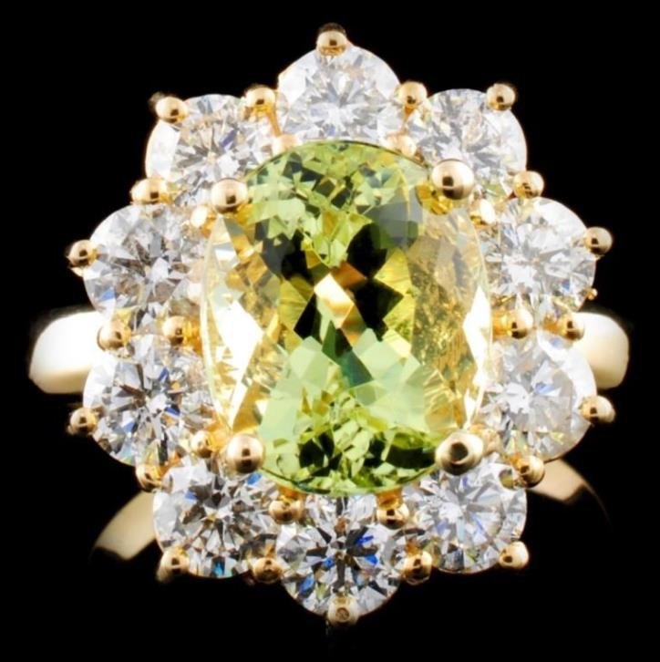 14K Gold 3.01ct Beryl & 2.05ctw Diamond Ring (1 of 3)