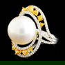 18K Gold 14.00MM Pearl & 1.45ctw Diamond Ring