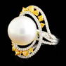 18K Gold 14.00MM Pearl & 1.45ctw Diamond Ring