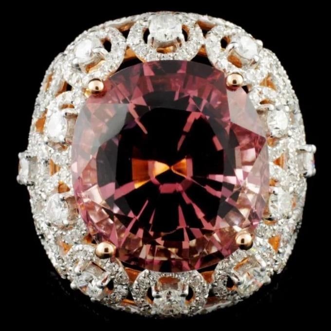 18K Gold 17.17ct Tourmaline & 2.55ctw Diamond Ring (1 of 3)