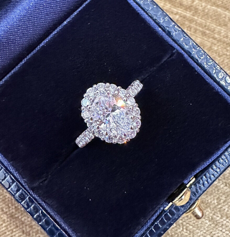 GIA 1.38 ct Oval Shape Diamond in JB Star Diamond Halo Platinum (1 of 1)