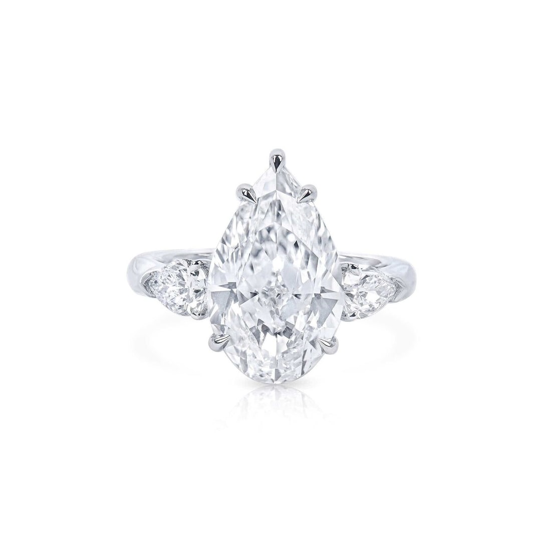 E Pear Natural Diamond 18K White Gold Ring 5.02 Ct VS1 Jewelry Certified Rare (1 of 1)