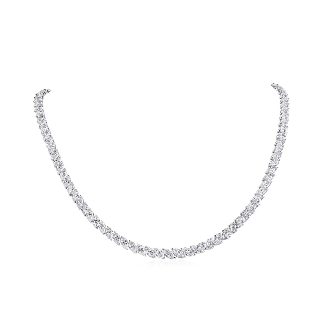 D-f Marquise Natural Diamond 18K White Gold Necklace 27.07 Ct VS Jewelry Rare (1 of 1)