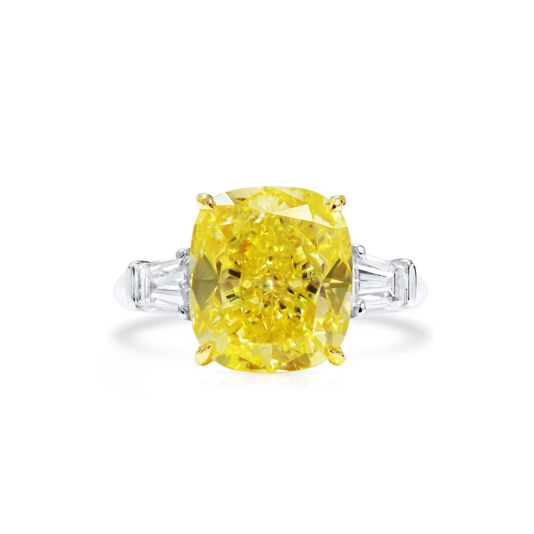 Fancy Intense Yellow Cushion Natural Diamond 18K White Gold Ring 8.72 Ct VVS2 (1 of 1)