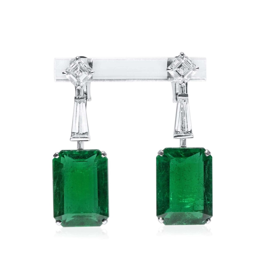 Green Emerald Natural Emerald 18K White Gold Earrings 19.91 Ct Certified GIA (1 of 1)