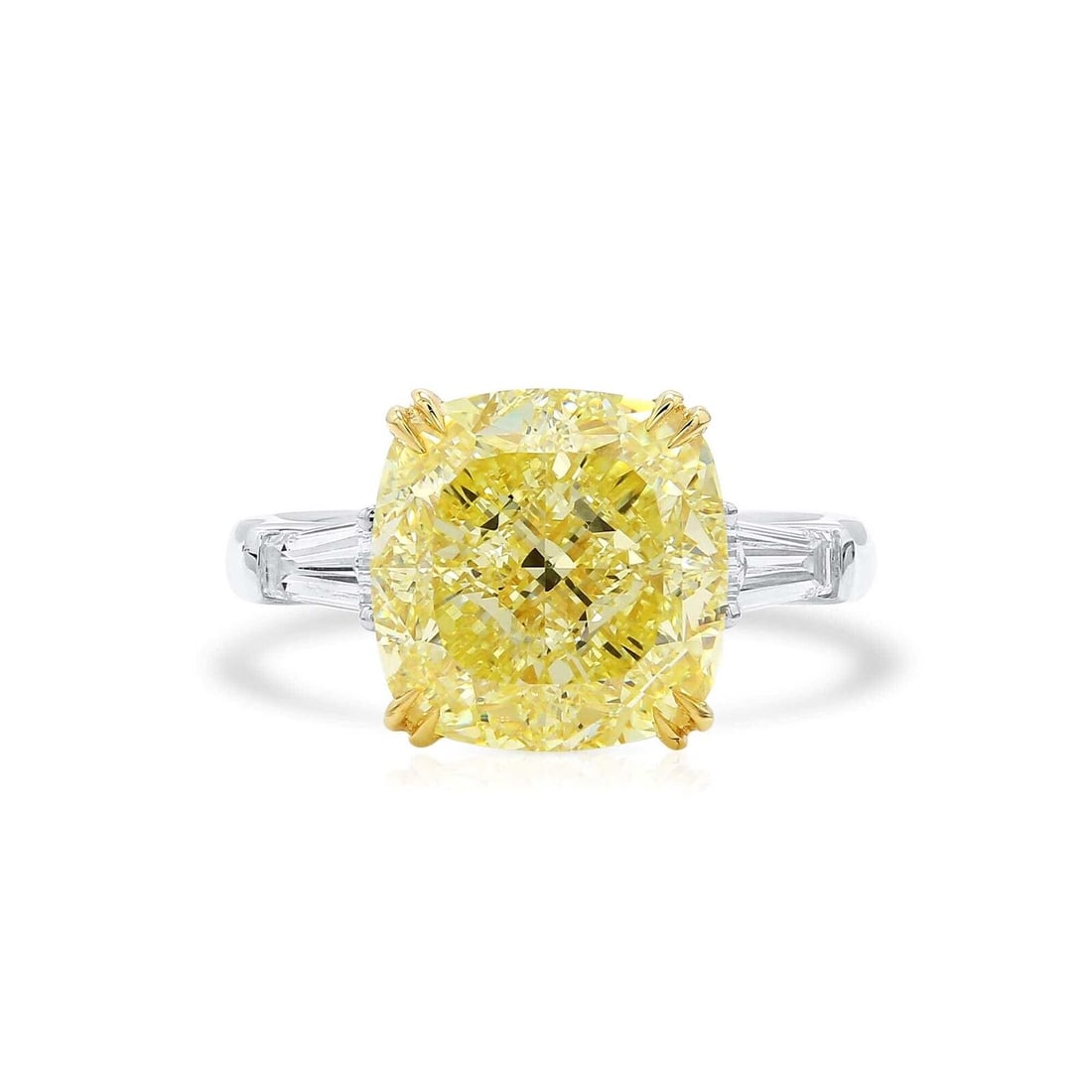 Fancy Yellow Cushion Natural Diamond 18K White & Yellow Gold Ring 7.40 Ct VVS2 (1 of 1)
