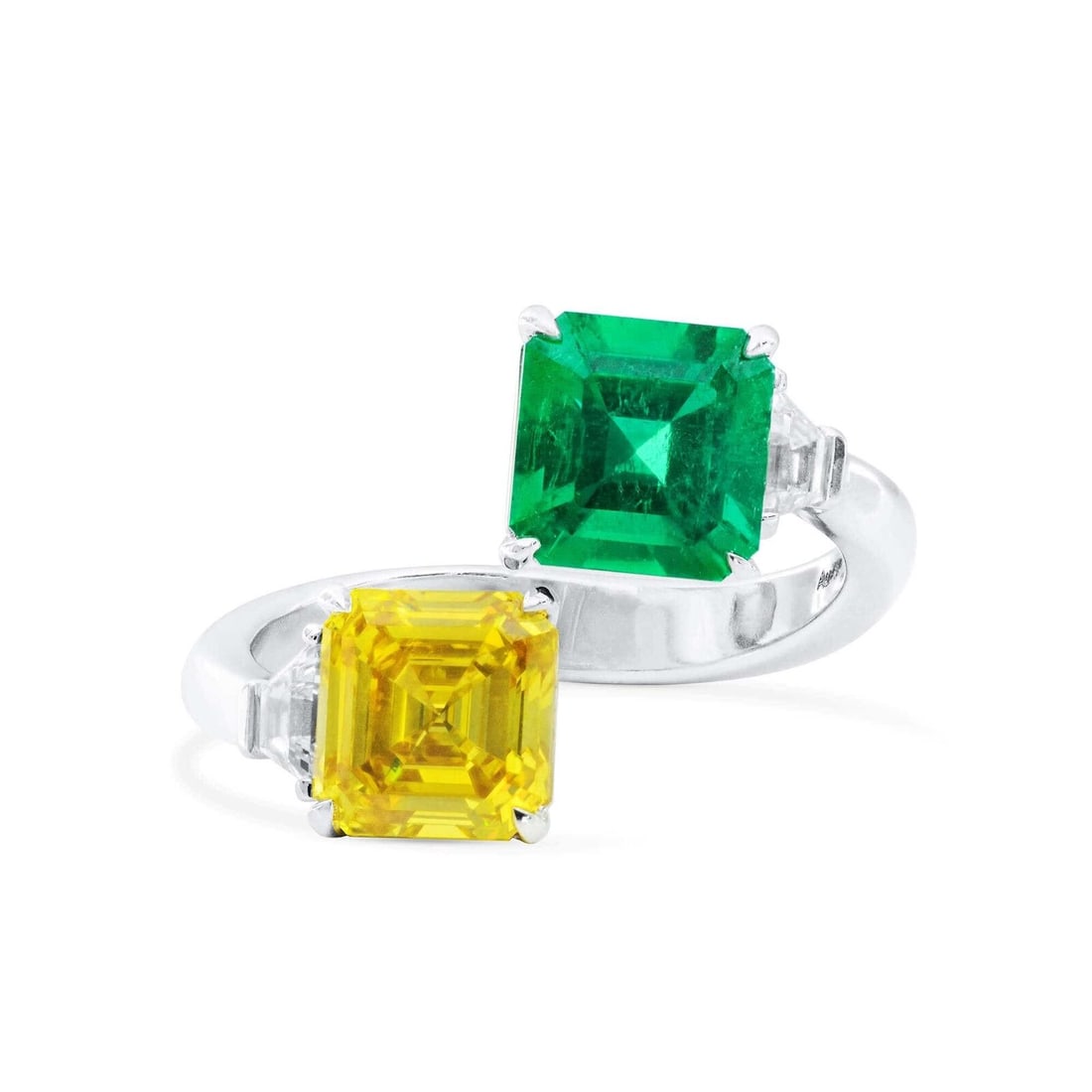 Yellow Diamond Emerald Ring 2.36 Ct Assher Cut Fancy Vivid & Vivid Green 18K GIA (1 of 1)