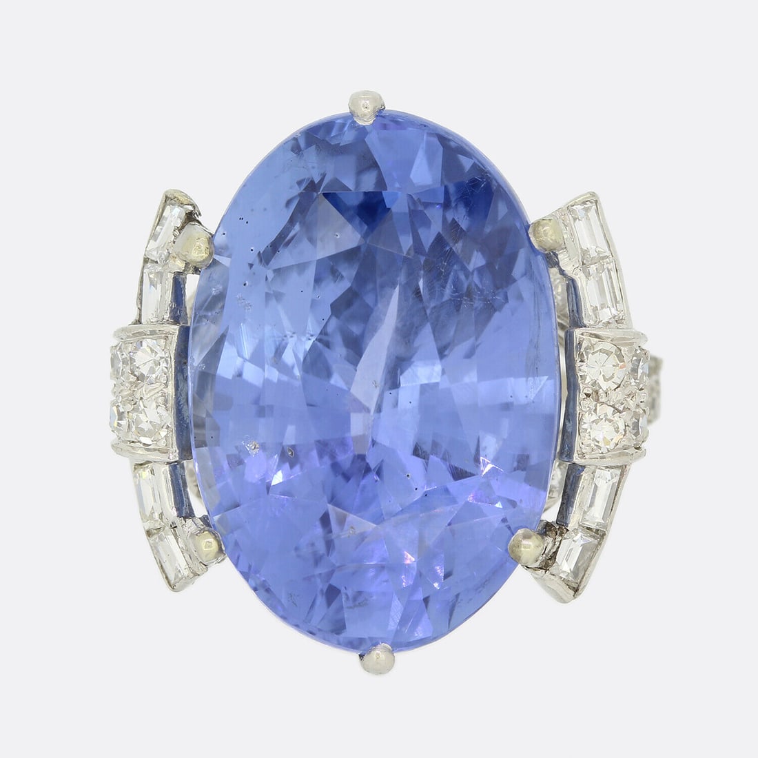 Vintage 26.93 Carat Unheated Ceylon Sapphire and Diamond Ring Platinum (1 of 1)