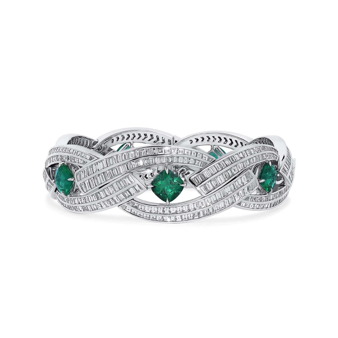 Colombian Emerald Bracelet Diamonds 26.88Ct Cushion Cut Vivid Green 18k Gold GRS (1 of 1)