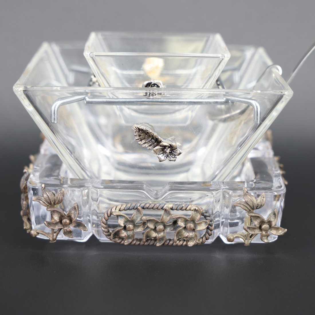 3-Piece Crystal Caviar Set with Sterling Silver Accents: Elevate your dining experience with this stunning 3-piece caviar set, exquisitely crafted with fine crystal and adorned with intricate sterling silver accents. The set includes three elegantly designe
