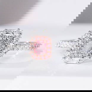 14K White Gold 0.59 CTW Natural Pink Diamond Ring with Certificate: Welcome to contact us in advance for the quotation if you want to purchase the jewelry with the GIA certificate Ref:1125090 Gold Content:14K White Gold For people:Women Ring Size:7.25US Main Gemstone:
