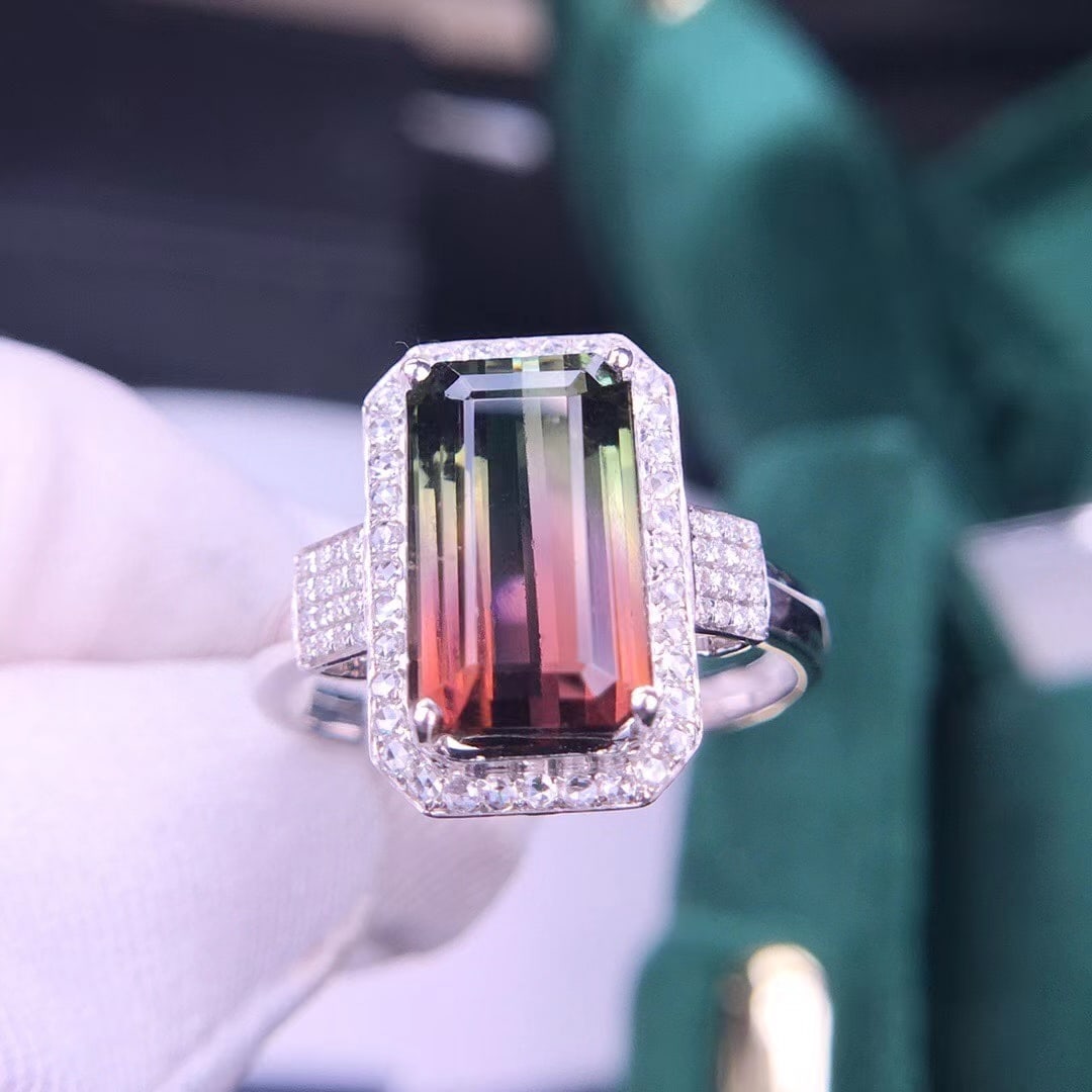 14K White Gold 5.3 CT Tourmaline & Diamond Ring (1 of 6)