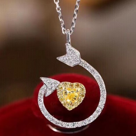 14K GOLD 0.5 CT NATURAL YELLOW DIAMOND & DIAMOND NECKLACE (1 of 8)