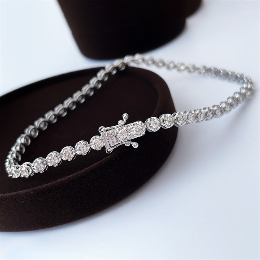 14K GOLD 3 CT NATURAL H DIAMOND BRACELET (1 of 4)