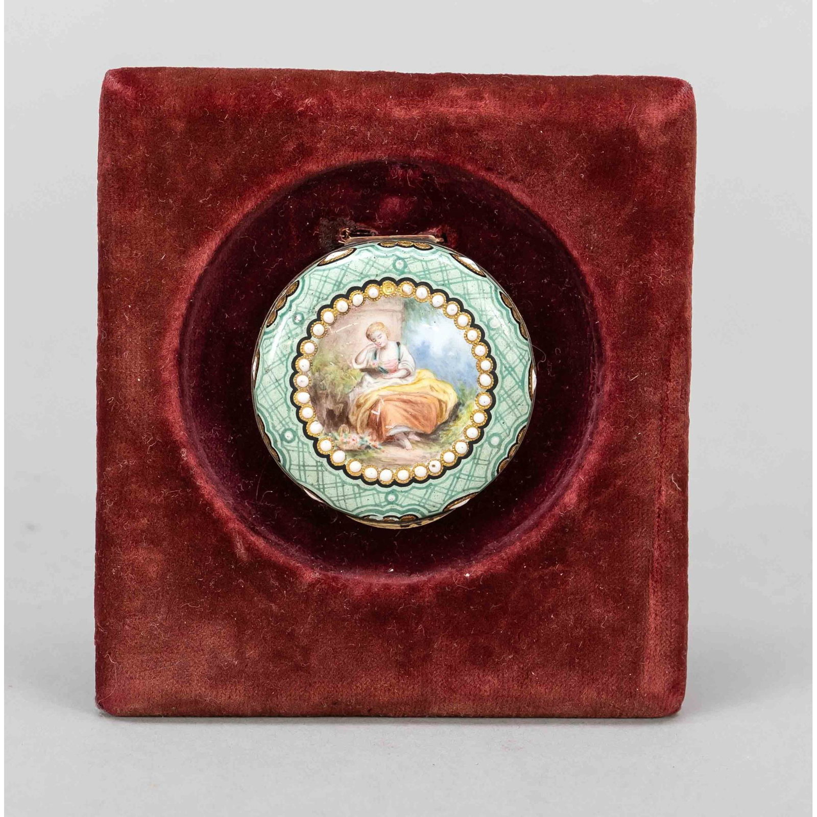 HAND PAINTED ENAMEL COATED POCKET WATCH COVER (1 of 1)