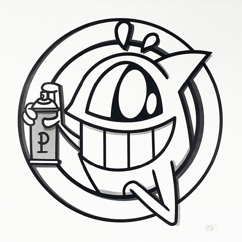 El Pez  'Untitled (Happy Fish)'(b/w), 2020 (1 of 1)