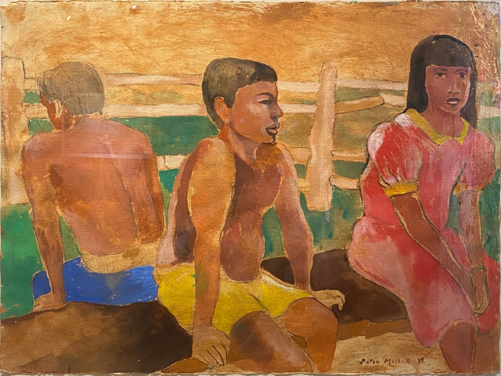 PATON MILLER (American, b.1953): PATON MILLER (American, b.1953) Materials: Watercolor and pastel on paper Size:H:29.5 W: 22.4 in | 75 x 57 cm Signature: Hand-signed by artist Frame: Not included