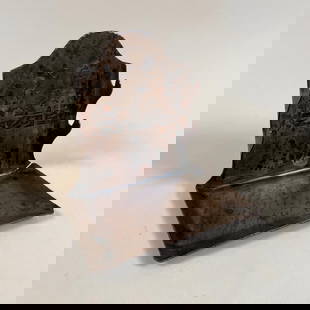 Early Craftsman Studios Pen Holder: Acid etched with original patina. Unsigned. Excellent condition. 4 1/2" x 4 1/2". This item will ship from our Michigan location.