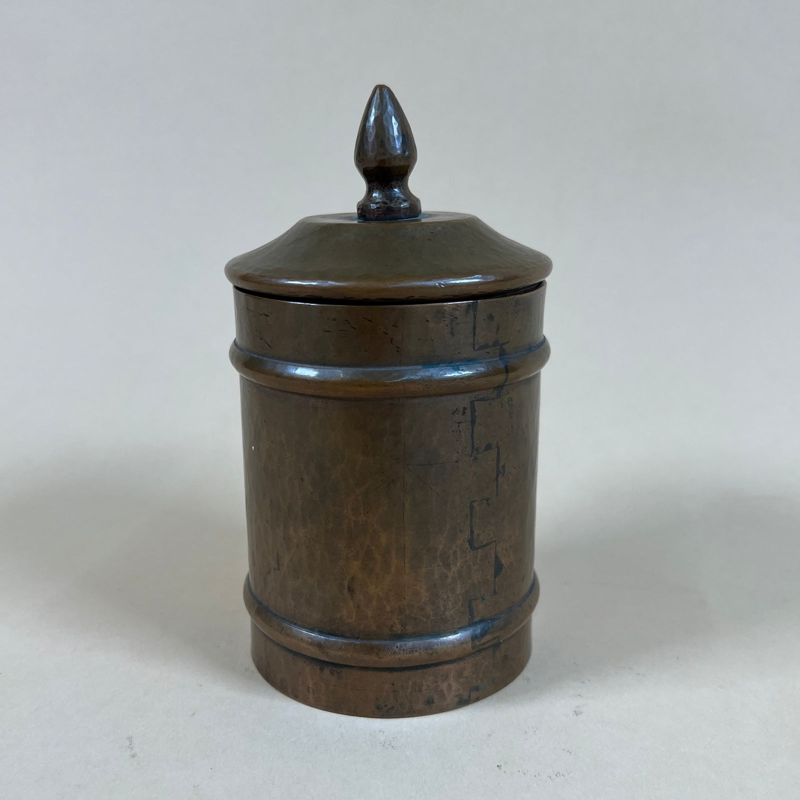 Arts and crafts Hammered Copper Lidded Jar (1 of 4)