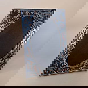 Heintz Art Metal Arts & Crafts Bronze Silver Frame: Heintz Art Metal frame, Buffalo NY circa 1908. A rare and large copper frame with heavy overlay of silver foliage. The earliest Heintz articles like this feature etched patterns in the silver and are