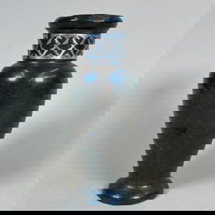 Silvercrest Bronze and Silver Vase: Signed, original patina. Shape 1042. Small ding to rim. 8" x 4". This item will ship from our Michigan location.