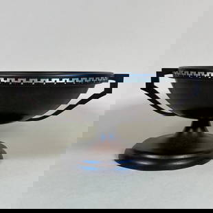 Heintz Bronze and Silver Large Compote: Excellent new patina on this large 2 handled compote. Nice geometric silver overlay. 11 1/2" wide, 5 1/1" tall. This item will ship from our Michigan location.