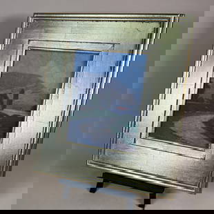 Signed Gene Miles American 20th Century, Oil on Board Landscape: Nicely framed original oil on board. Signed. c1920 Little is known about the artist. New frame. 15" x 17" outside, 8" x 10" sight. This item will ship from our Michigan location.