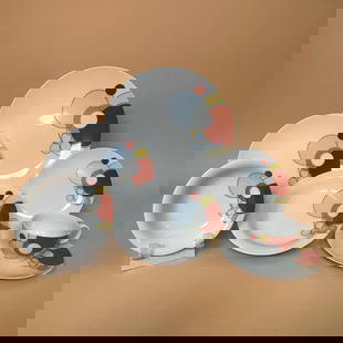 Frank Lloyd Wright Noritake Imperial Hotel China Set: Seven piece place setting, service for twelve. Total of 84 pieces. C1979, 1984. No damage or repairs. Largest plate measures 10 1/2". This item will ship from our Michigan location.