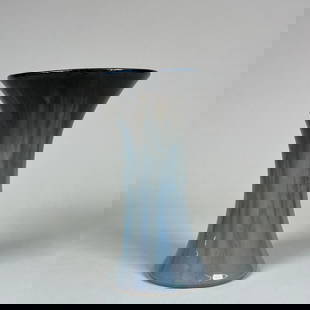 Fulper Corseted Art Pottery Vase: Signed with racetrack mark c 1920. No damage or repairs. 7" x 5". This item will ship from our Michigan location.