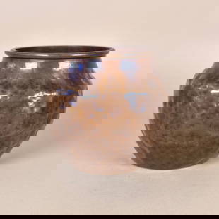 Dirk Van Erp Cratered Copper Vase: Dirk Van Erp cratered copper vase, San Fransisco circa 1915. An extremely rare cratered vase, one of only a handful known to exist. As opposed to the rare warty vases which are hammered out from