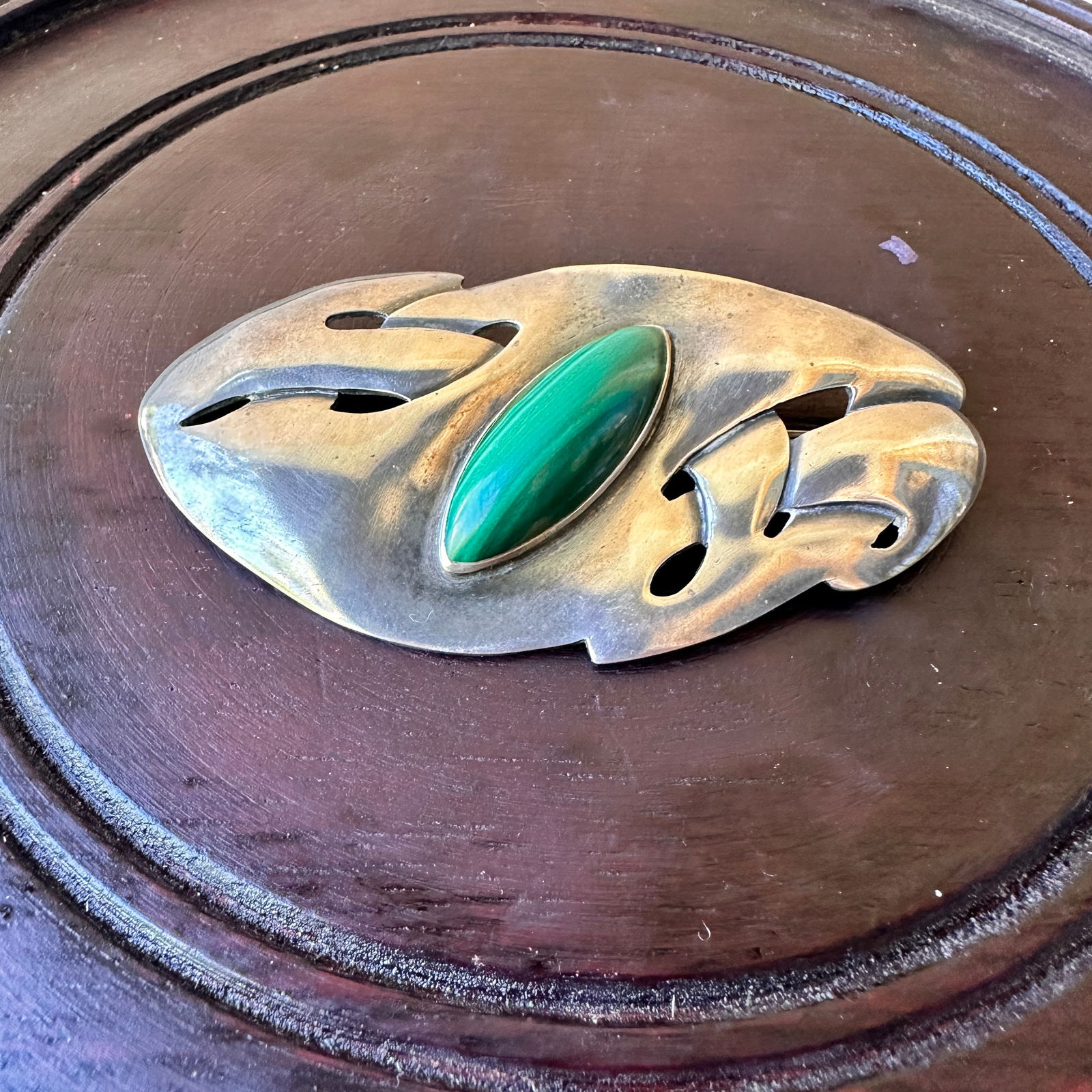 Carence Crafters Silver Malachite Brooch (1 of 4)